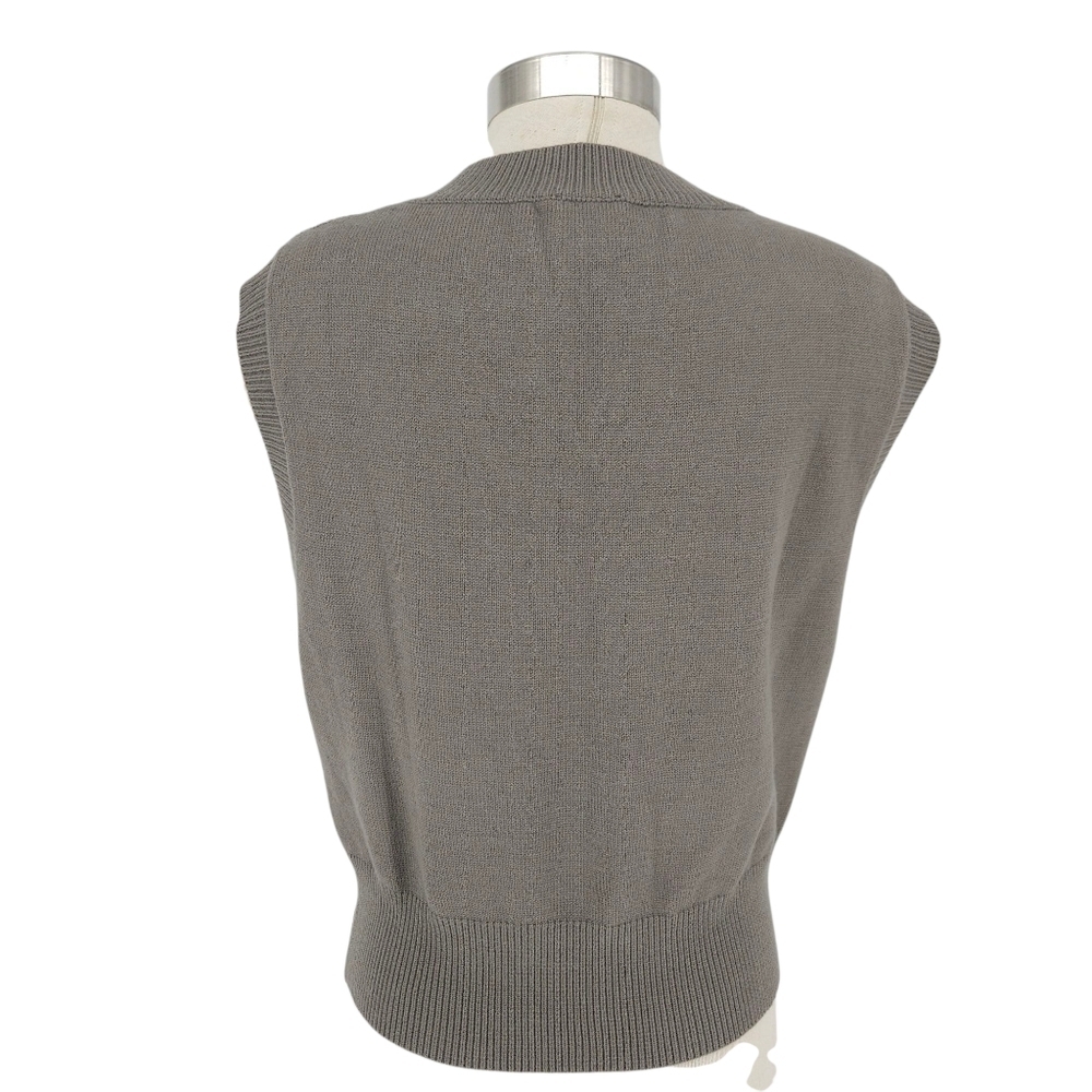 LE LIS Sweater Vest Olive Gray Sleeveless Cable Knit V Neck Pullover Small - Picture 5 of 8